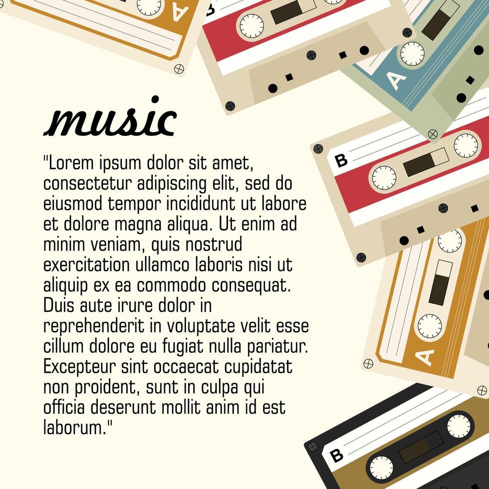 carré coloré rétro cassette ruban décoration élément pour social médias Publier vecteur