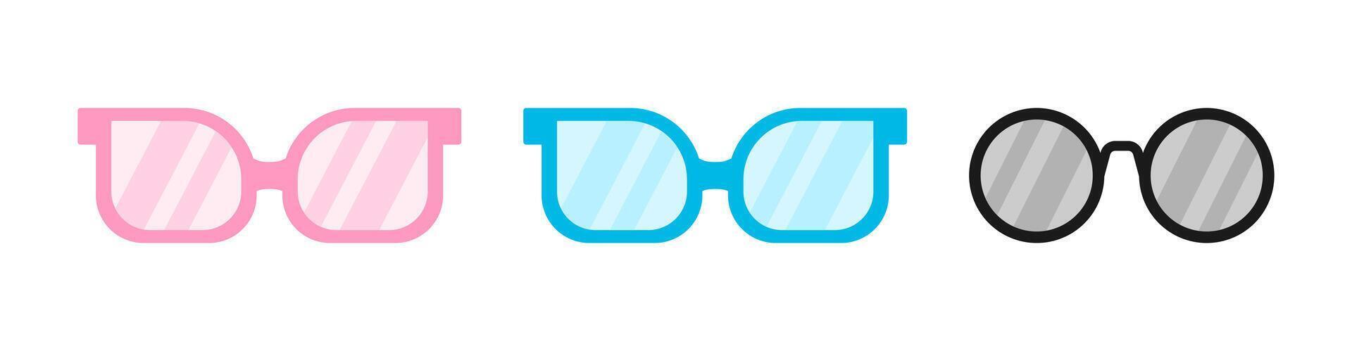 Trois coloré des lunettes pour événements, et été parfait pour publicité, recettes, et social médias des postes. vecteur