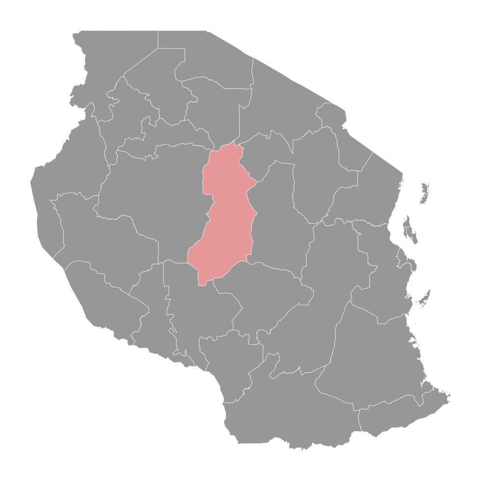 singida Région carte, administratif division de Tanzanie. vecteur illustration.