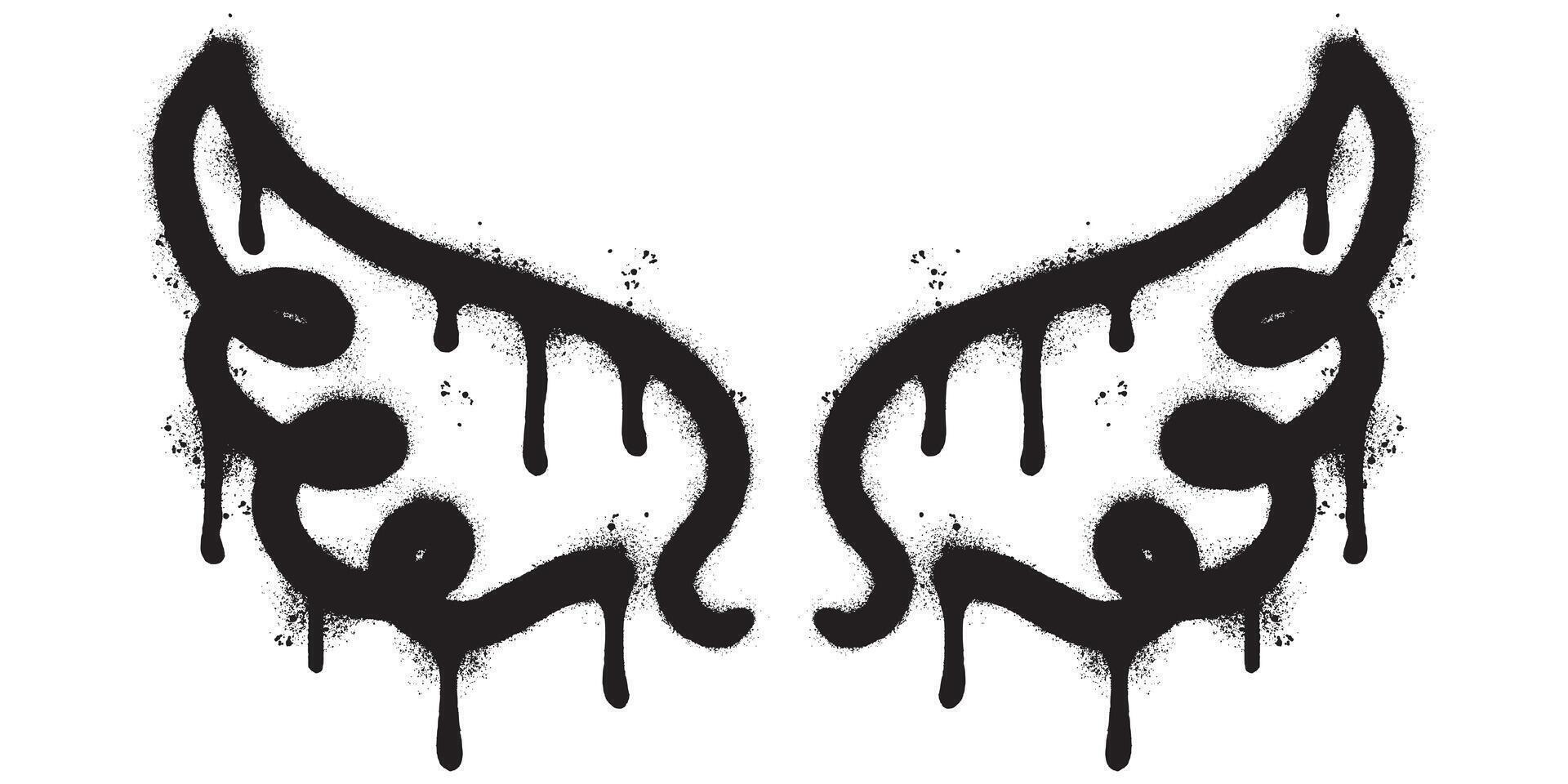 vaporisateur peint graffiti ailes pulvérisé isolé avec une blanc Contexte. graffiti ailes avec plus de vaporisateur dans noir plus de blanche. vecteur illustration
