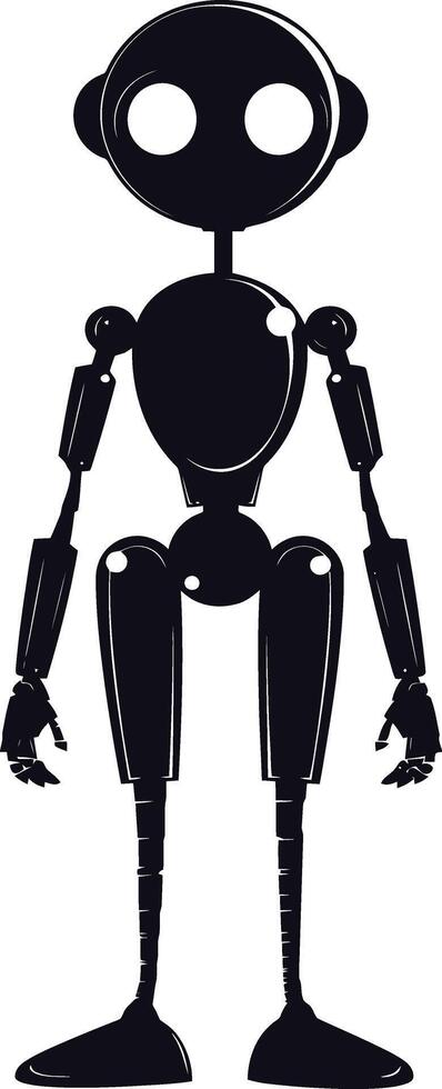 ai généré silhouette mignonne robot noir Couleur seulement plein corps vecteur