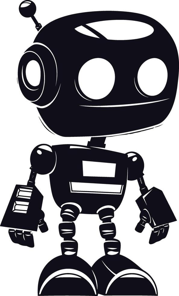 ai généré silhouette mignonne robot noir Couleur seulement plein corps vecteur