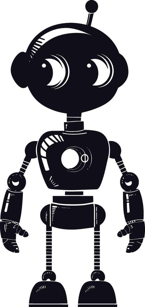 ai généré silhouette mignonne robot noir Couleur seulement plein corps vecteur