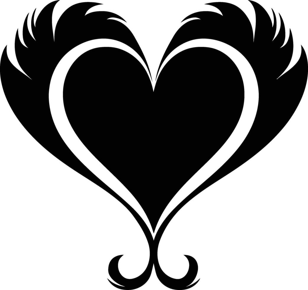 ai généré silhouette cœur l'amour logo symbole noir Couleur seulement vecteur