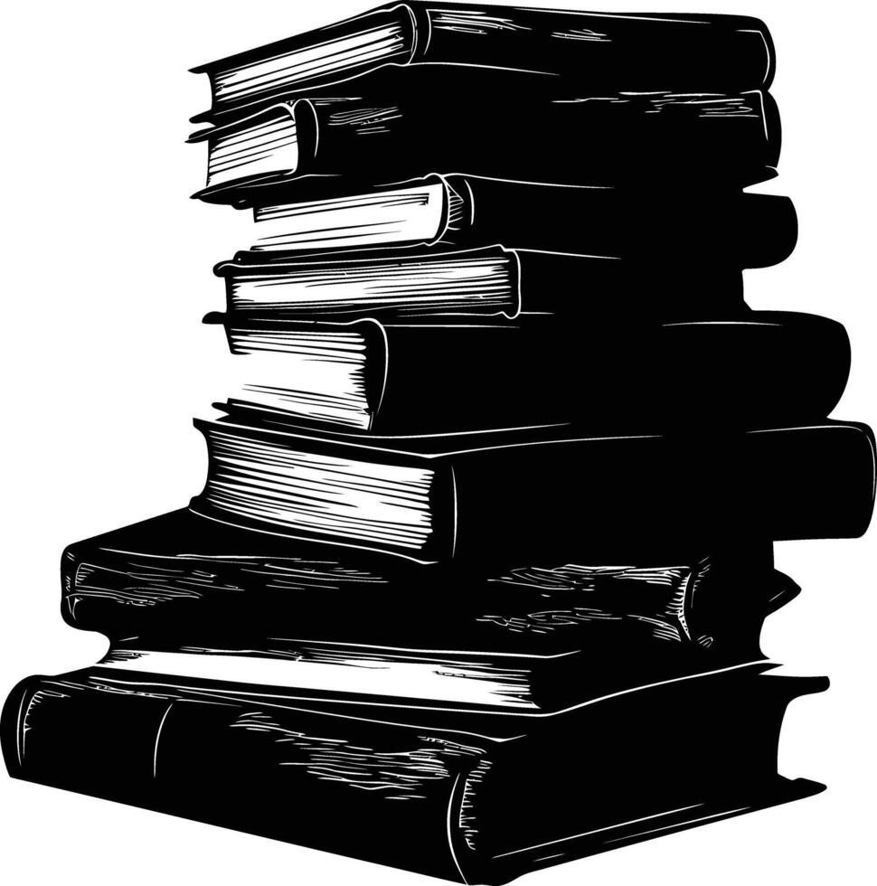 ai généré silhouette pile de livre noir Couleur seulement vecteur