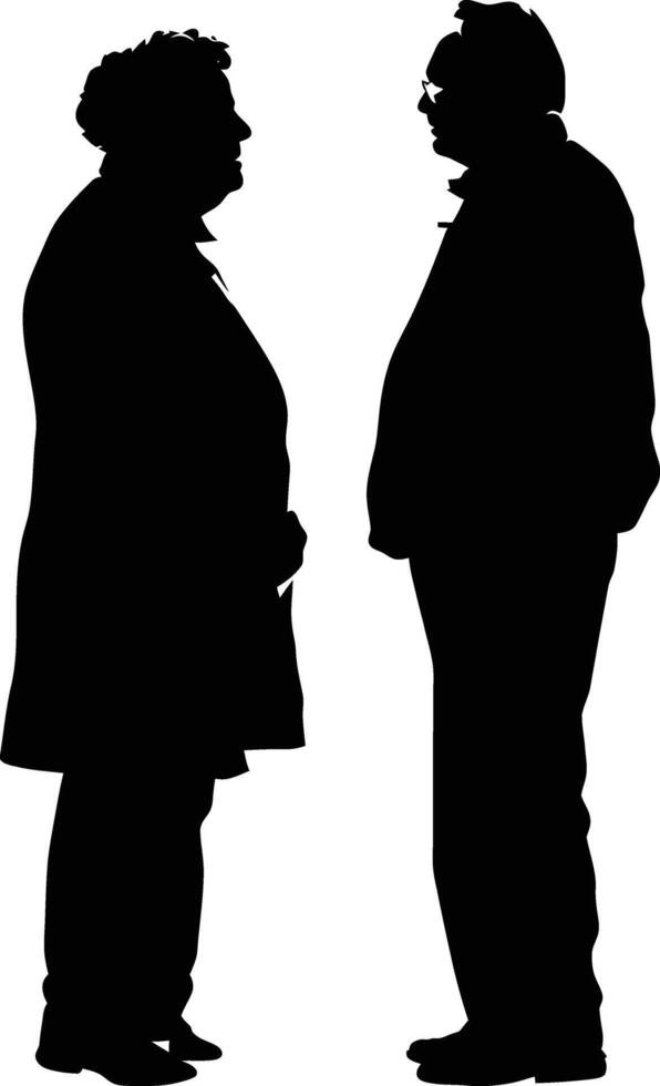 ai généré silhouette couple de le personnes âgées noir Couleur seulement plein vecteur