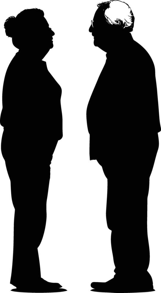 ai généré silhouette couple de le personnes âgées noir Couleur seulement plein vecteur