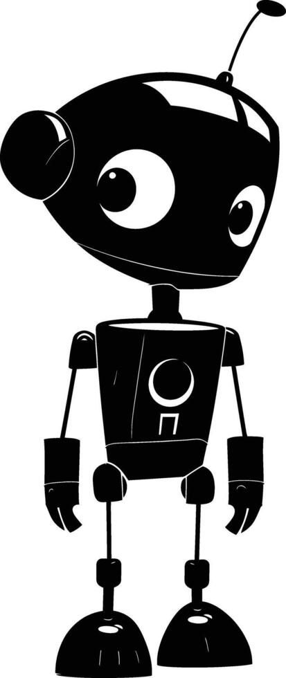 ai généré silhouette mignonne robot noir Couleur seulement plein corps corps vecteur