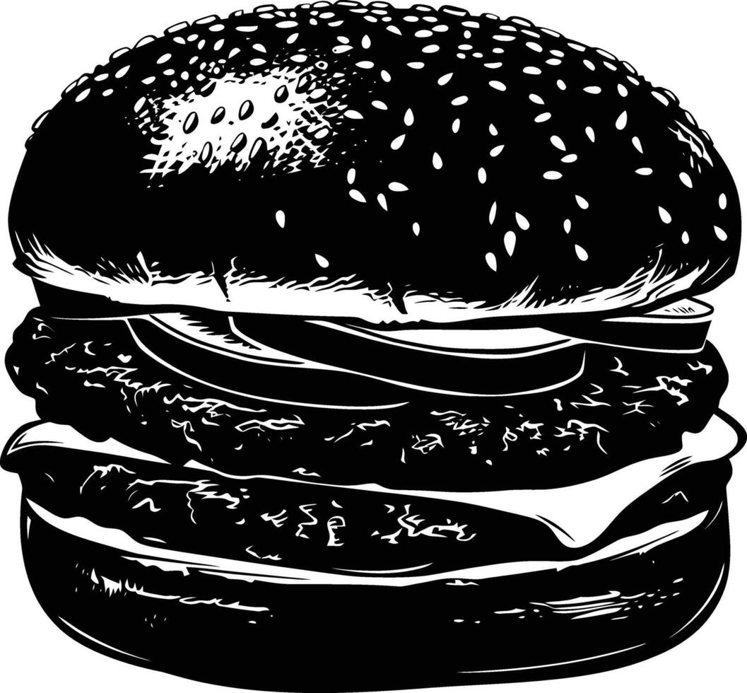 ai généré silhouette Hamburger noir Couleur seulement plein corps corps vecteur