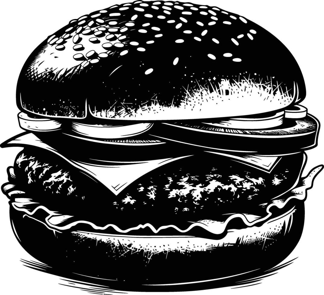 ai généré silhouette Hamburger noir Couleur seulement plein corps corps vecteur