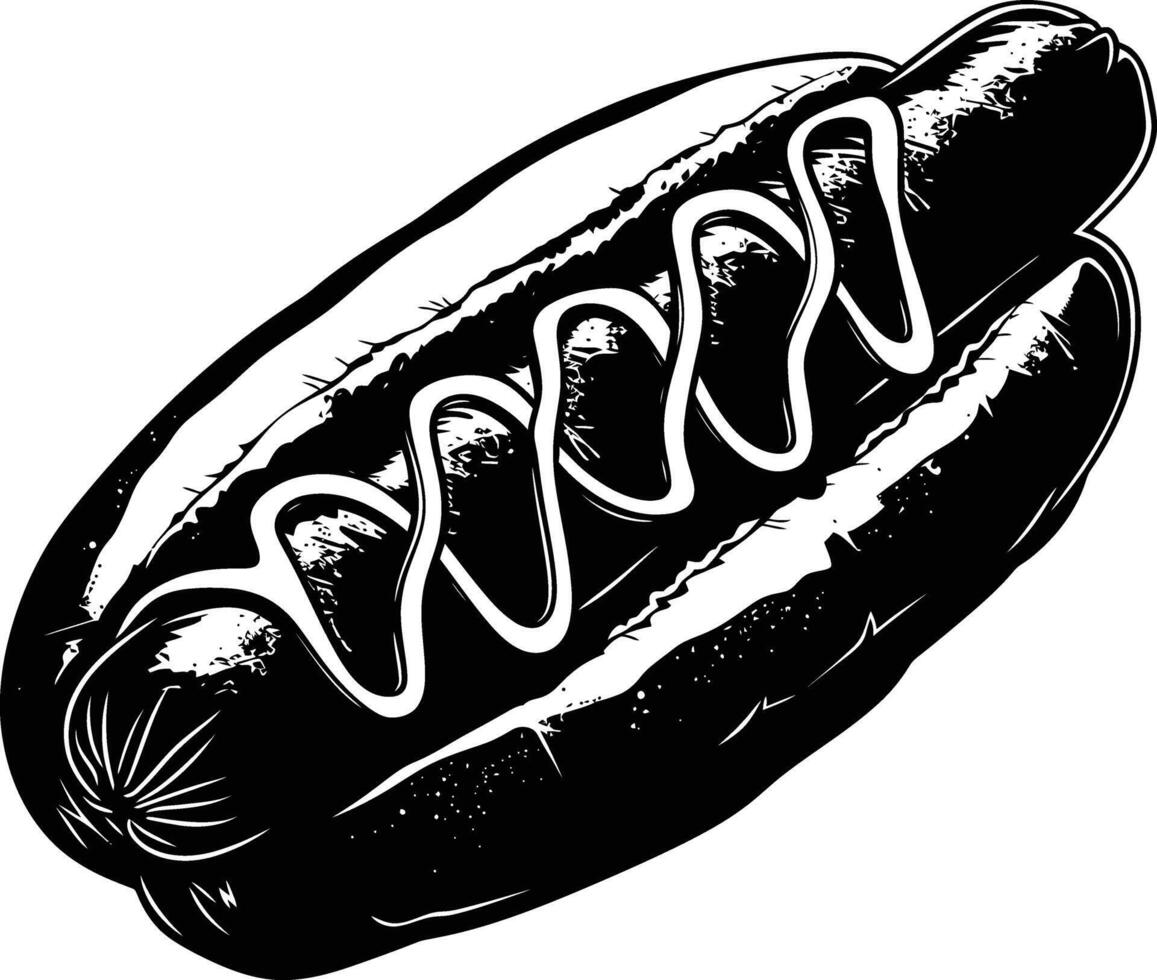 ai généré silhouette Hot-dog noir Couleur seulement plein corps corps vecteur