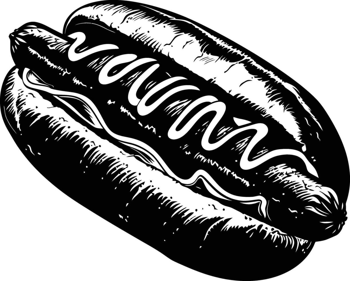 ai généré silhouette Hot-dog noir Couleur seulement plein corps corps vecteur