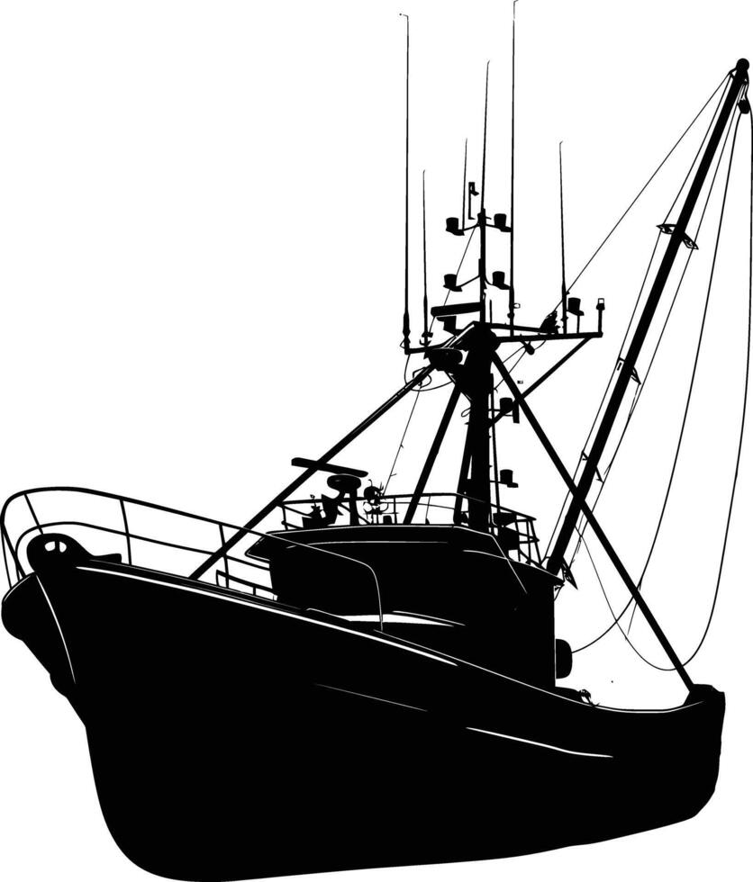 ai généré silhouette pêche bateau noir Couleur seulement vecteur