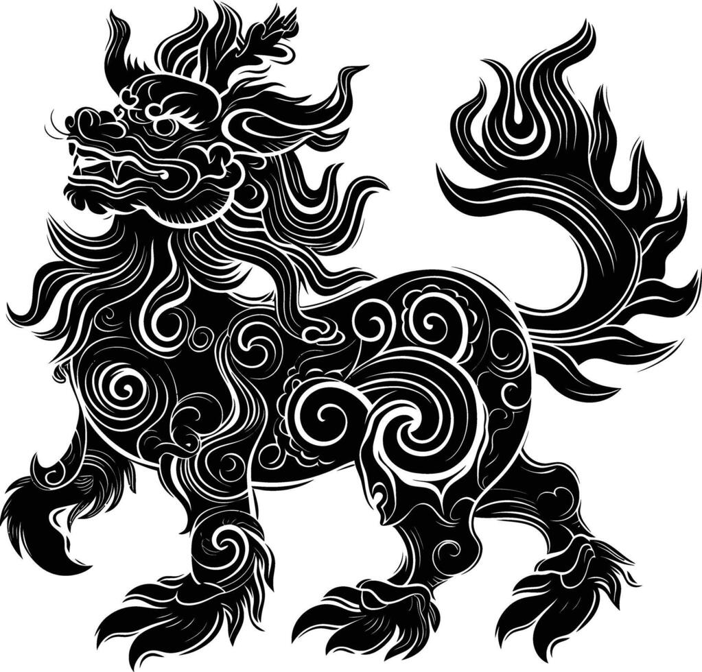 ai généré silhouette qilin noir Couleur seulement plein corps vecteur