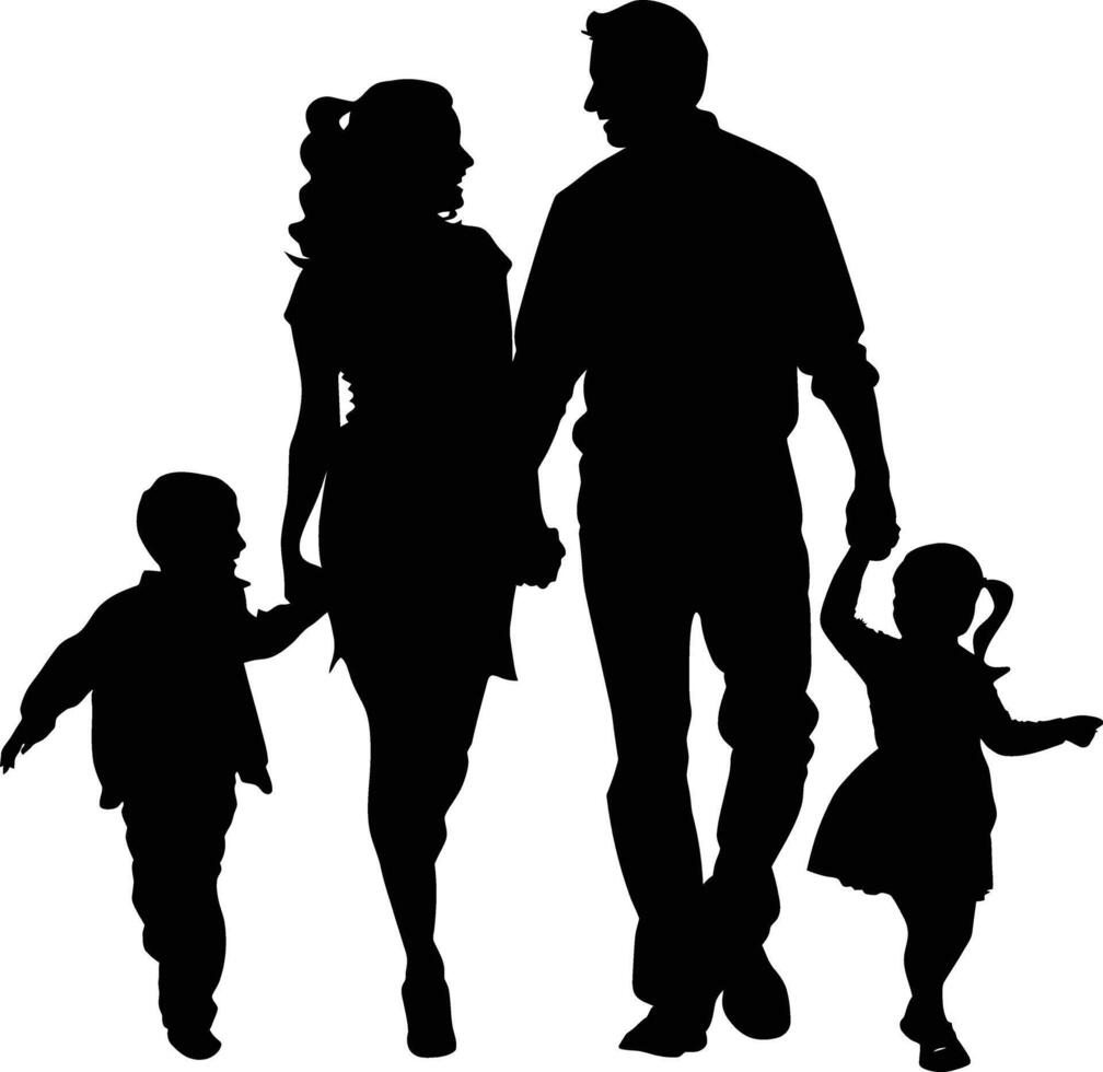 ai généré silhouette content famille noir Couleur seulement plein corps vecteur