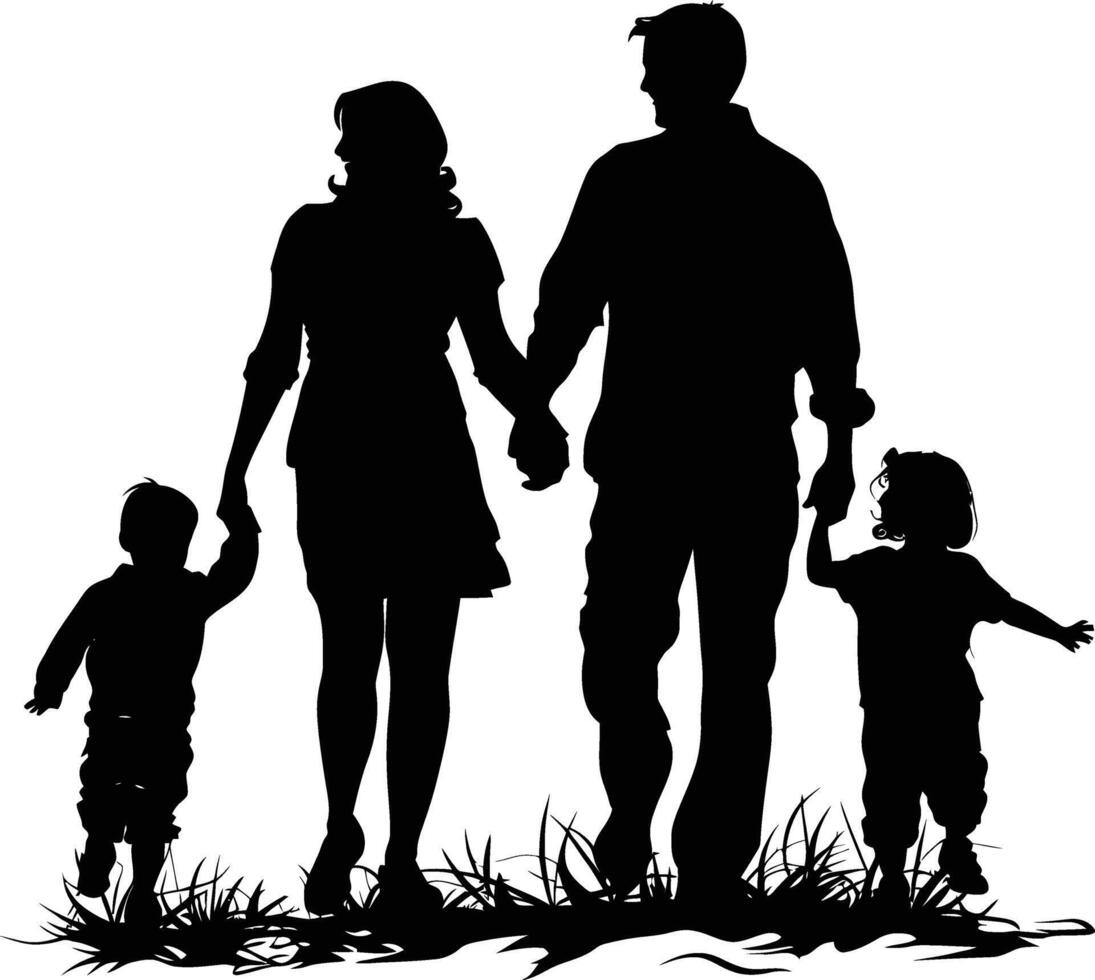 ai généré silhouette content famille noir Couleur seulement plein corps vecteur