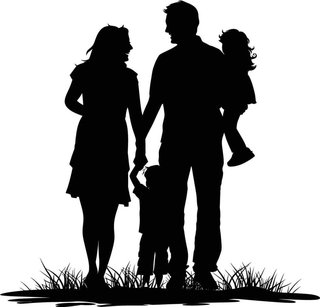 ai généré silhouette content famille noir Couleur seulement plein corps vecteur