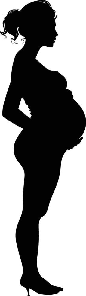 ai généré silhouette Enceinte maman plein corps noir Couleur seulement vecteur