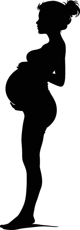 ai généré silhouette Enceinte maman plein corps noir Couleur seulement vecteur