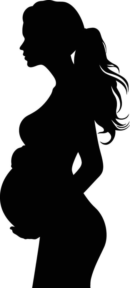 ai généré silhouette Enceinte maman plein corps noir Couleur seulement vecteur