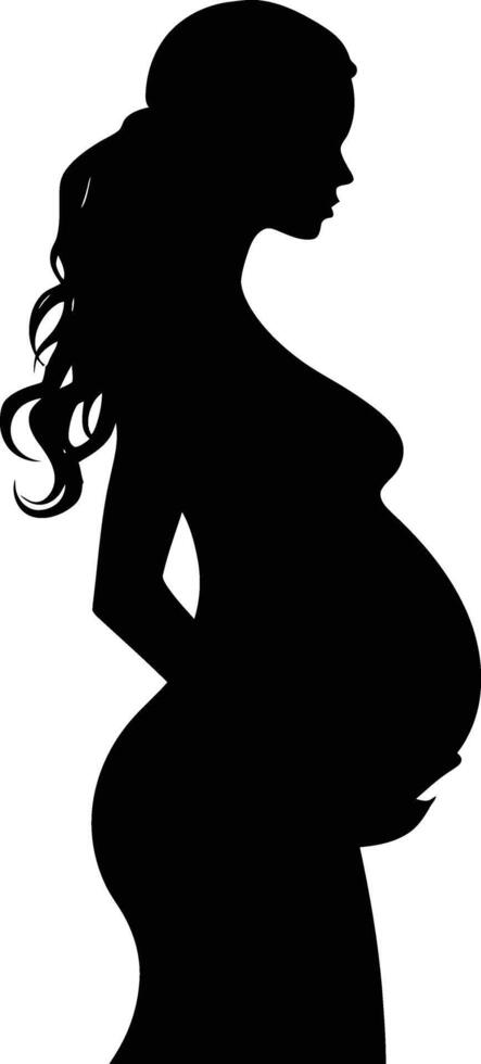 ai généré silhouette Enceinte maman plein corps noir Couleur seulement vecteur