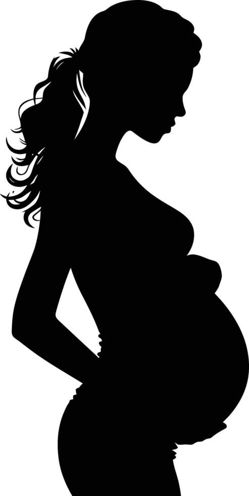 ai généré silhouette Enceinte maman plein corps noir Couleur seulement vecteur