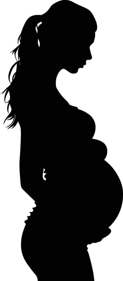 ai généré silhouette Enceinte maman plein corps noir Couleur seulement vecteur