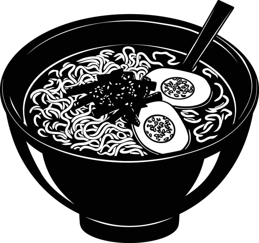 ai généré silhouette ramen ou ramyeon noir Couleur seulement vecteur