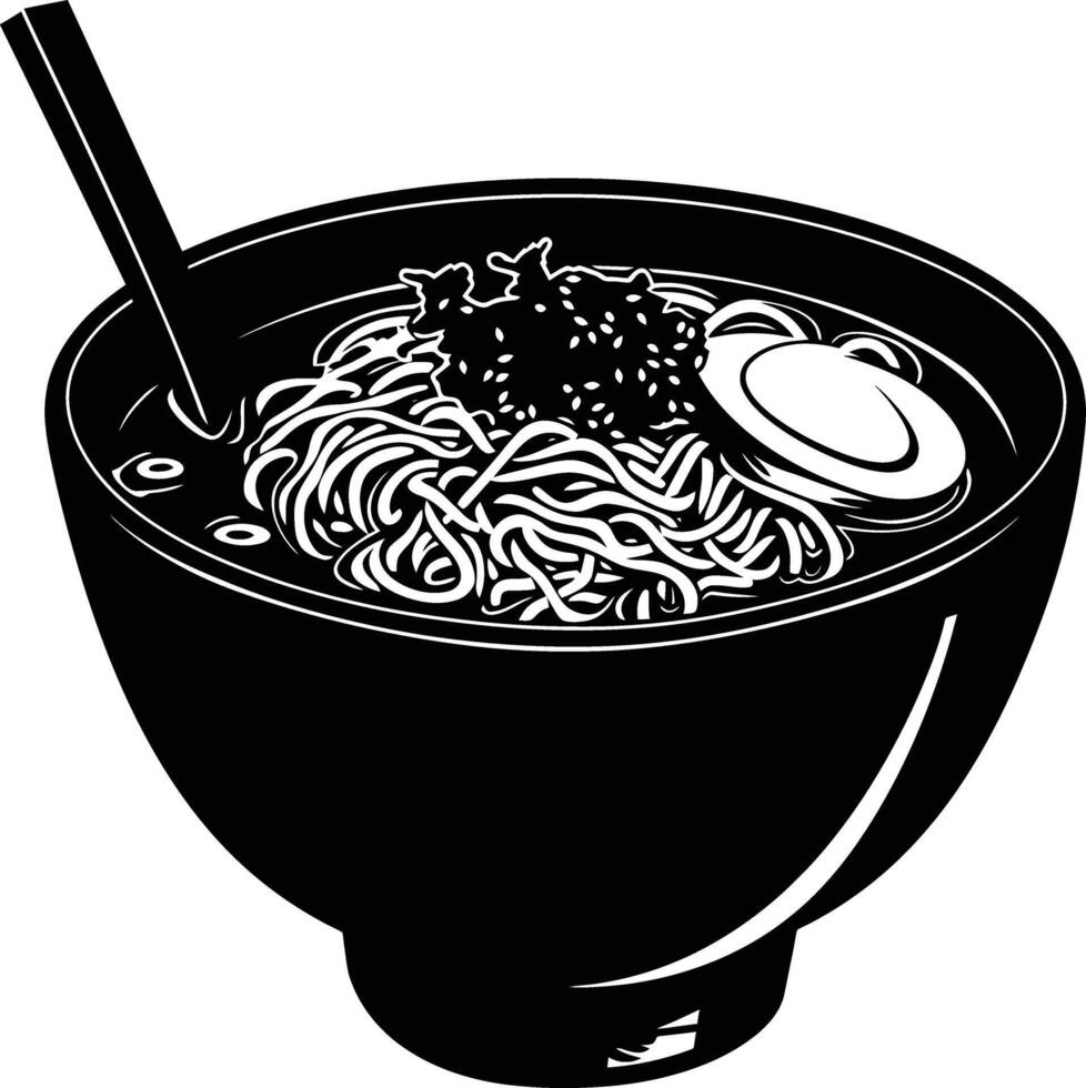 ai généré silhouette ramen ou ramyeon noir Couleur seulement vecteur