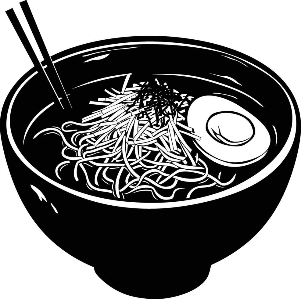 ai généré silhouette ramen ou ramyeon noir Couleur seulement vecteur