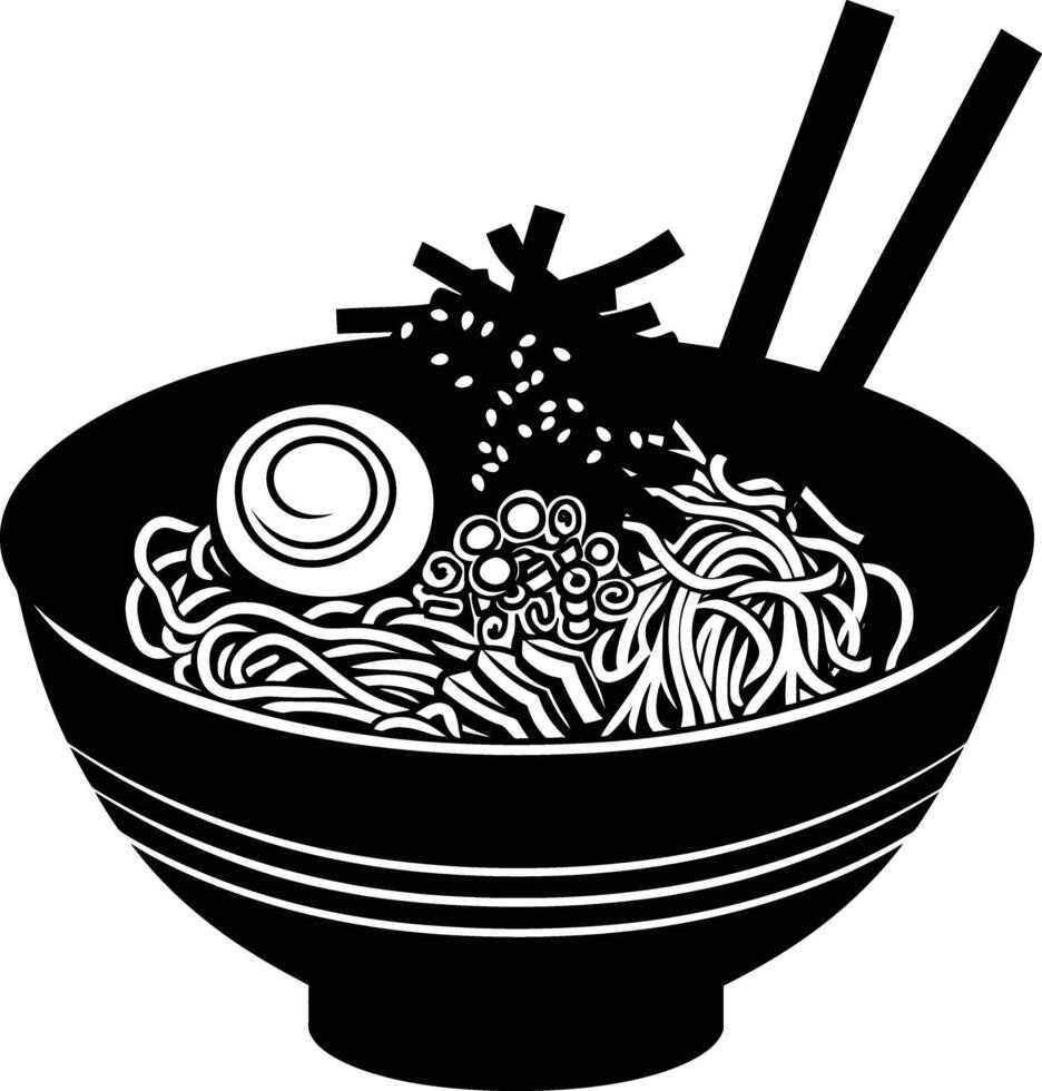 ai généré silhouette ramen ou ramyeon noir Couleur seulement vecteur