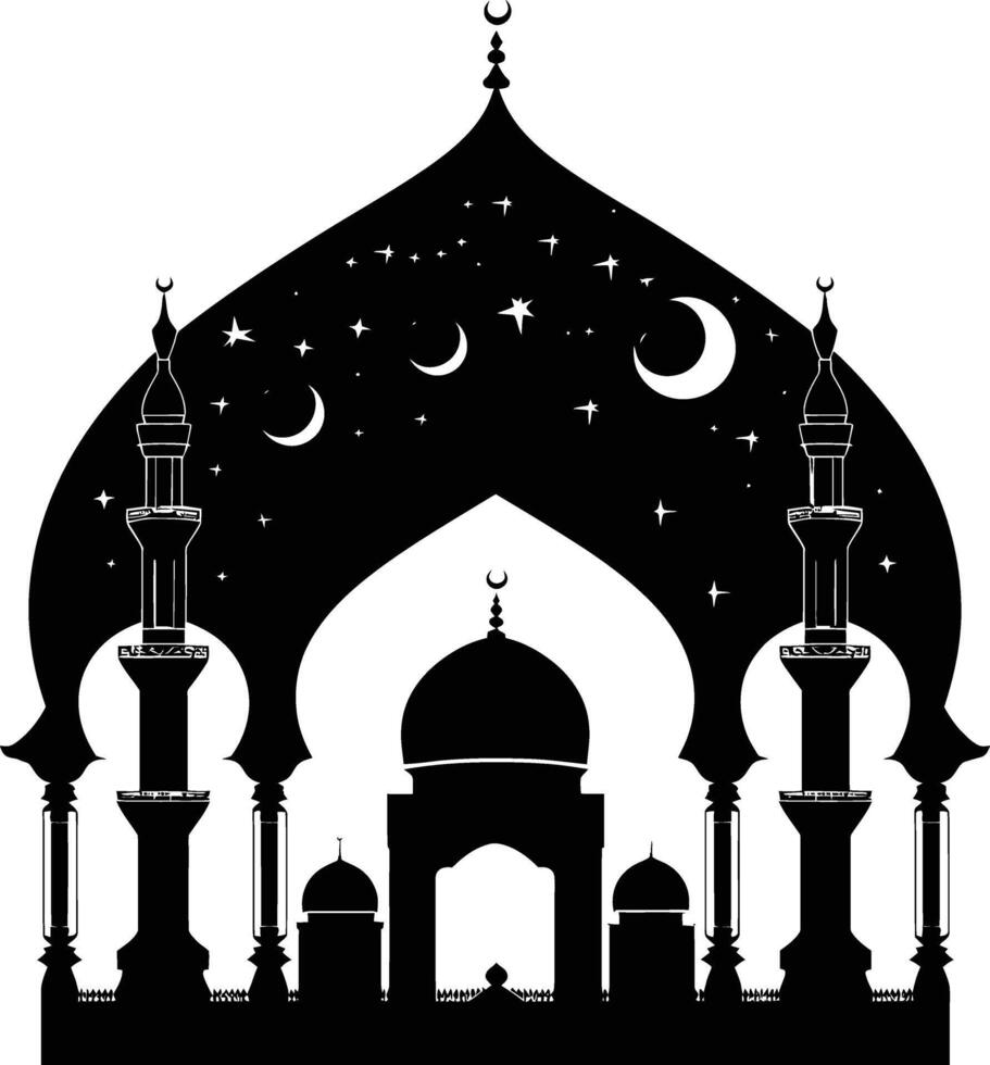 ai généré silhouette bénédiction Ramadan ambiance Ramadan kareem islamique salutation carte vecteur