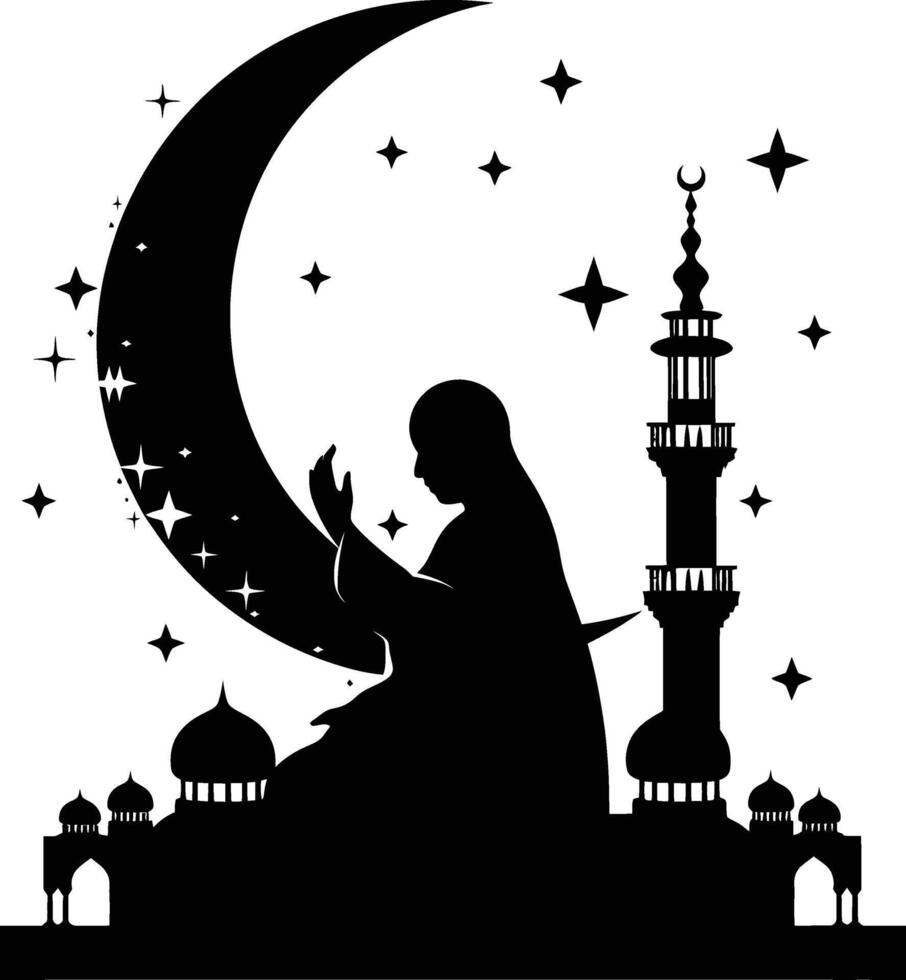 ai généré silhouette bénédiction Ramadan ambiance Ramadan kareem islamique salutation carte vecteur