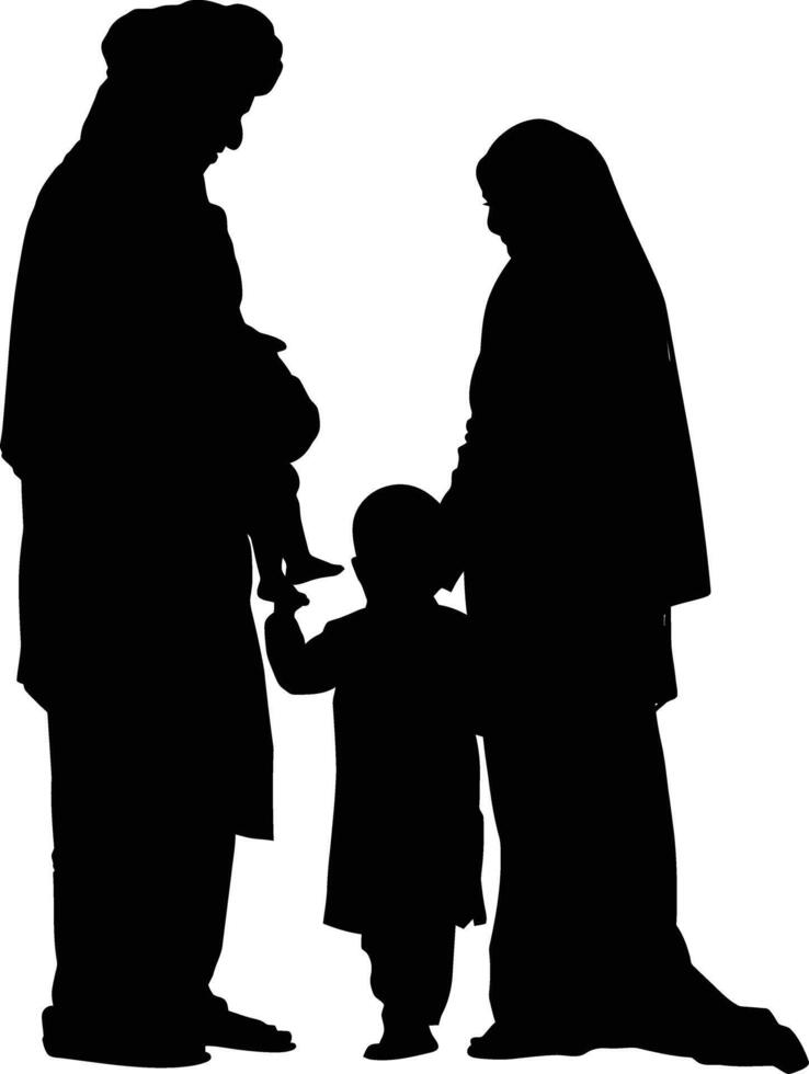 ai généré silhouette content musulman famille noir Couleur seulement plein corps vecteur