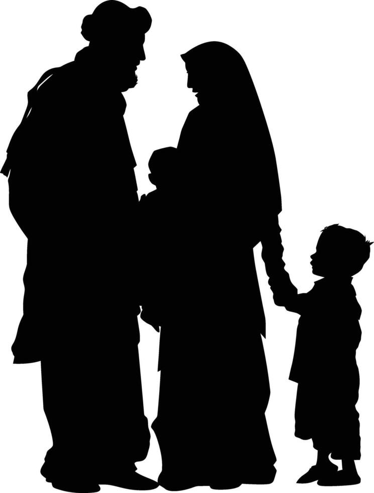 ai généré silhouette content musulman famille noir Couleur seulement plein corps vecteur