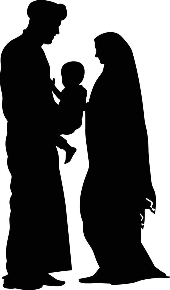 ai généré silhouette content musulman famille noir Couleur seulement plein corps vecteur