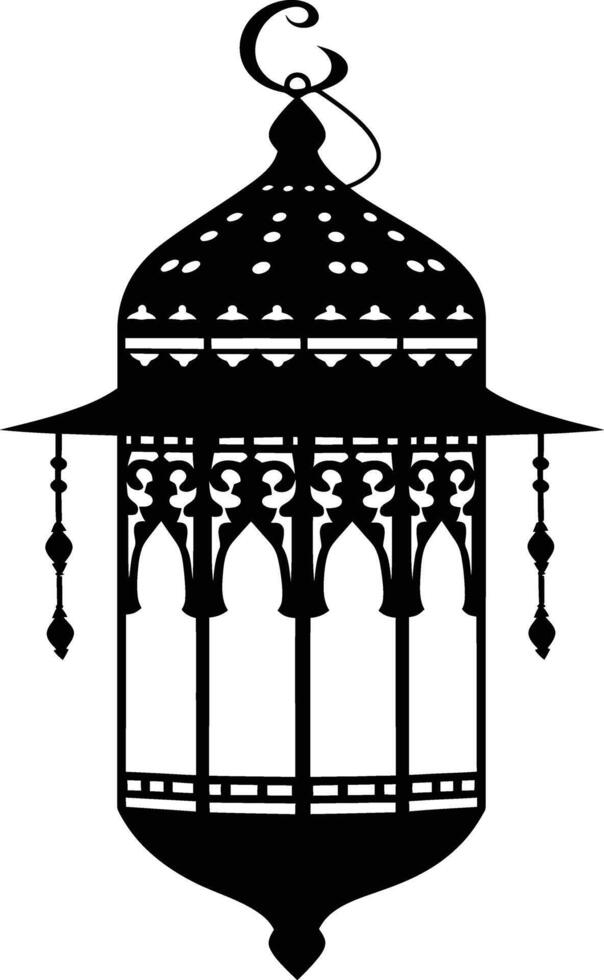 ai généré silhouette bénédiction Ramadan ambiance lanterne noir Couleur seulement vecteur