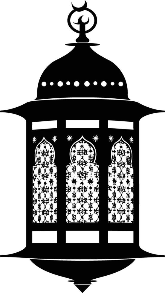 ai généré silhouette bénédiction Ramadan ambiance lanterne noir Couleur seulement vecteur