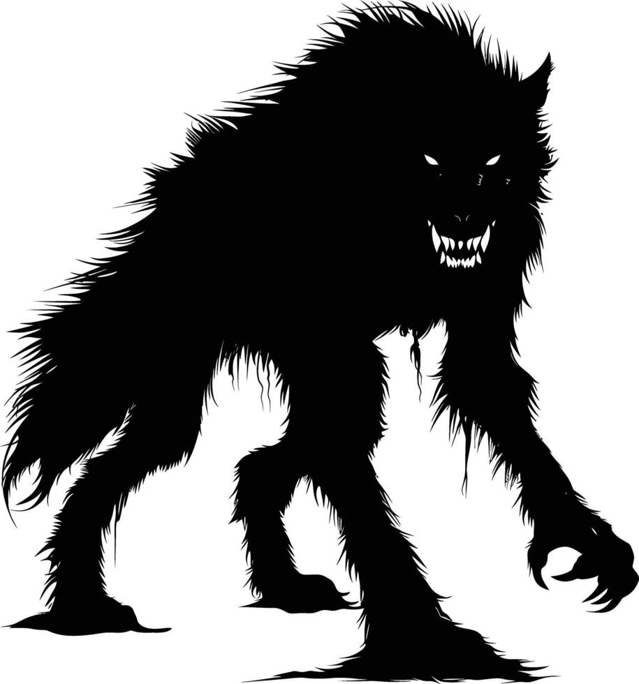 ai généré silhouette Warewolf ou parfois lycanthrope ou lycan monstre noir Couleur seulement plein corps vecteur