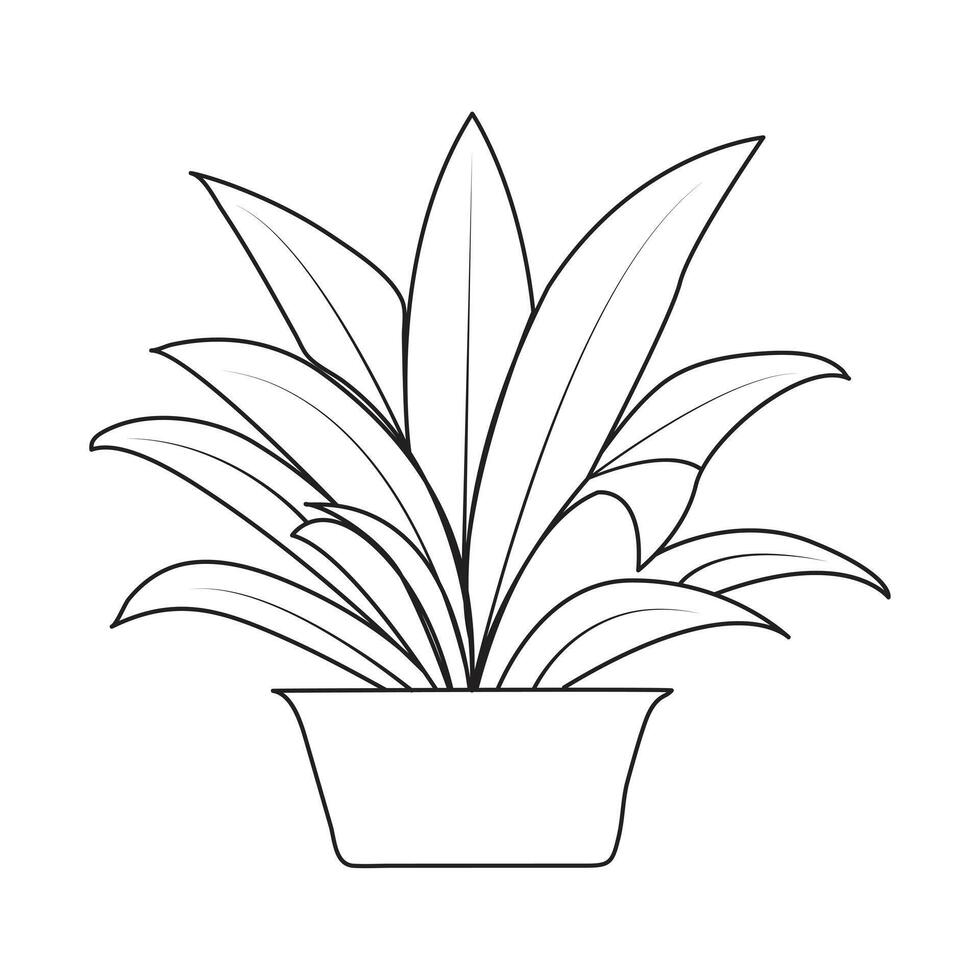 continu un ligne dessin de Accueil plante arbre dans une pot contour vecteur art illustration