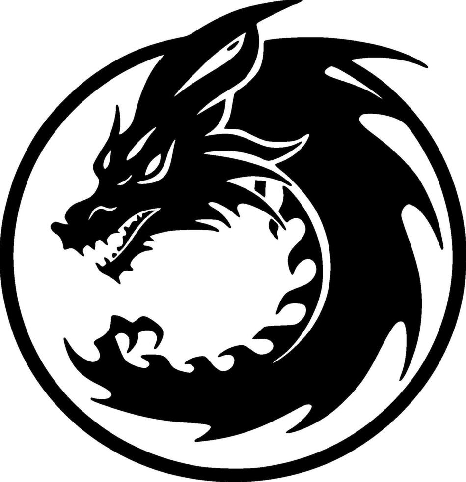 dragon - minimaliste et plat logo - vecteur illustration