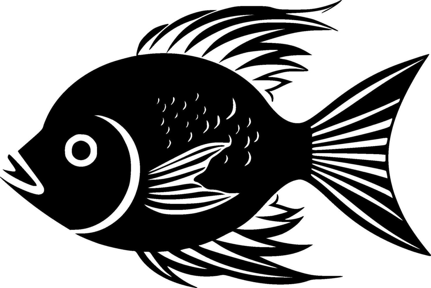 poisson - noir et blanc isolé icône - vecteur illustration