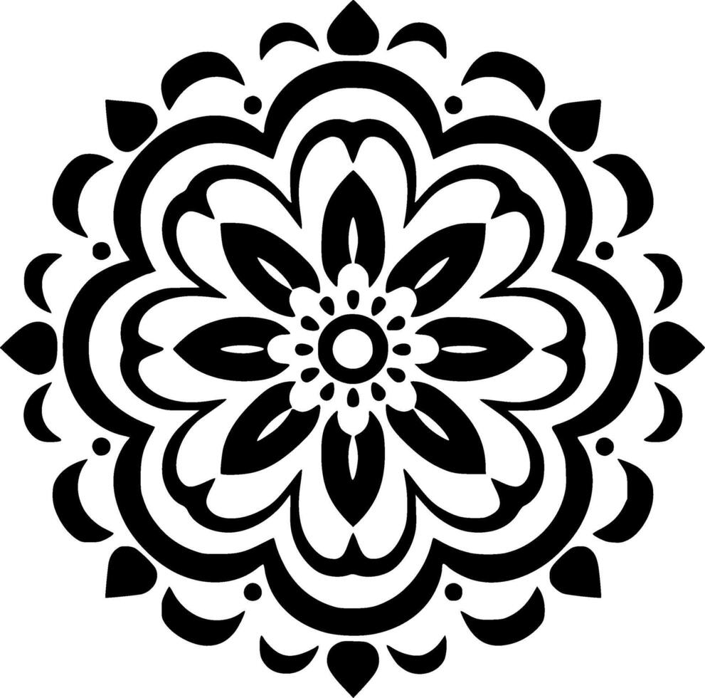 mandala - noir et blanc isolé icône - vecteur illustration