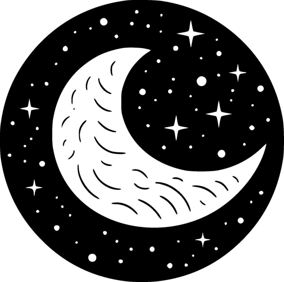 lune, noir et blanc vecteur illustration