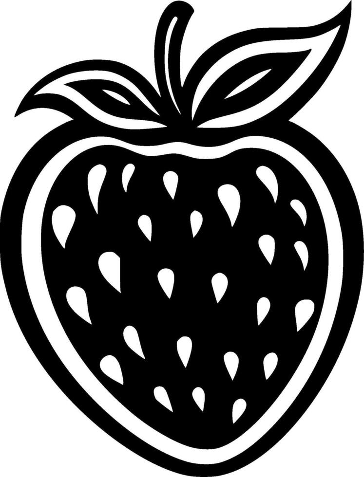 fraise - noir et blanc isolé icône - vecteur illustration