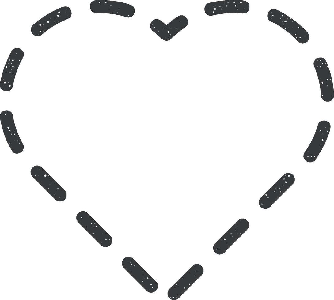 cœur pointillé ligne icône vecteur illustration dans timbre style