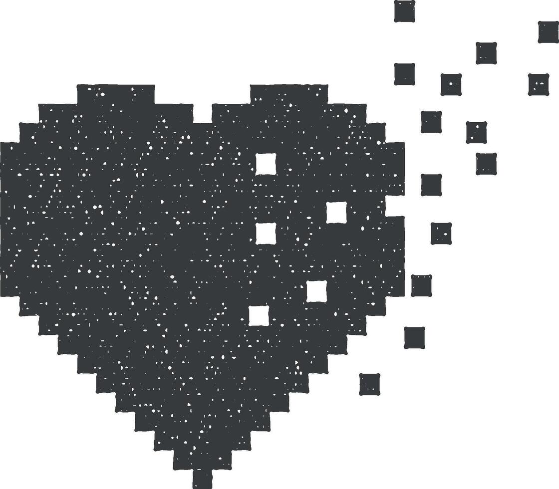 cœur pixel icône vecteur illustration dans timbre style