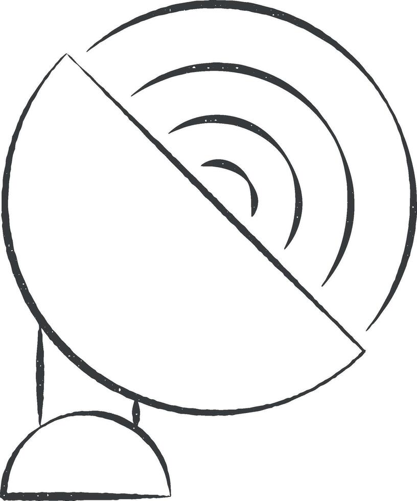 Satellite plat icône vecteur illustration dans timbre style