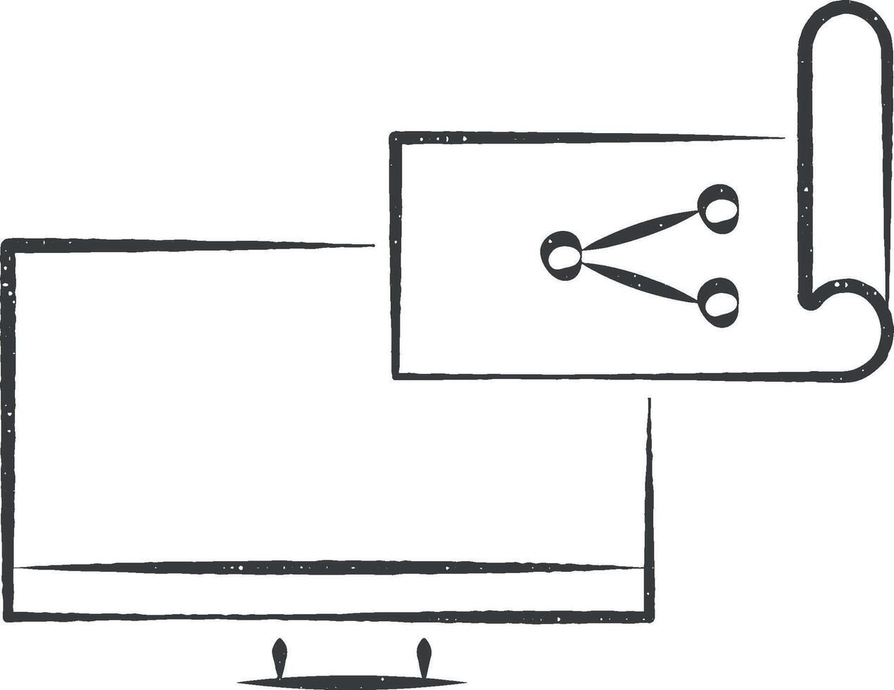 contenu partage icône vecteur illustration dans timbre style