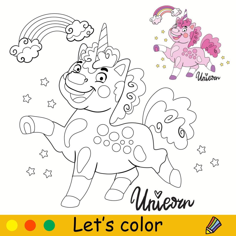 content Licorne coloration pages pour des gamins vecteur